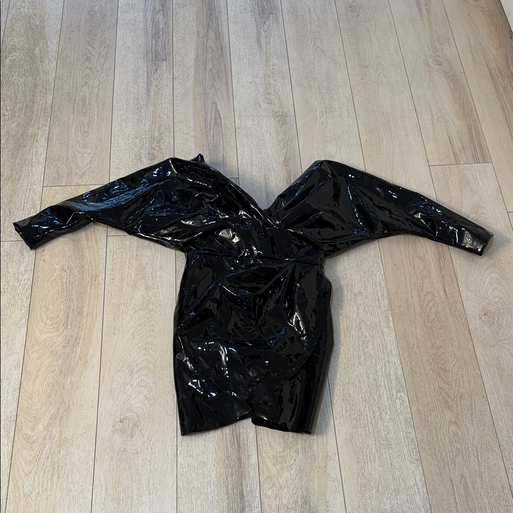 ASOS Black Shiny Mini Dress Size 8 NWT